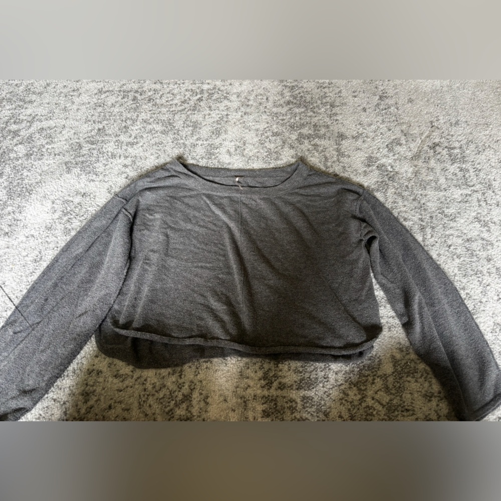 Free People Long Sleeve Knit Top Charcoal Gray Size: Lg